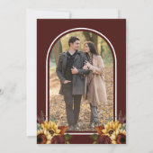 Bourgondische Rozen Zonnebloemen Foto bruiloft Save The Date (Achterkant)