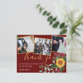 Bourgondische Rozen Zonnebloemen FOTO Dank Je Briefkaart (Staand voorkant)