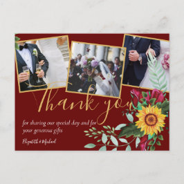 Bourgondische Rozen Zonnebloemen FOTO Dank Je Briefkaart