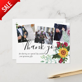 Bourgondische Rozen Zonnebloemen FOTO Dankjewel An Briefkaart