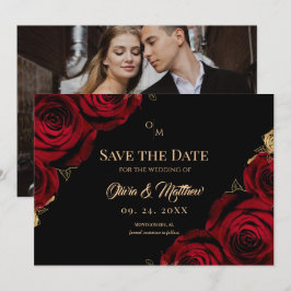 Bourgondische rozen Zwart en rood Huwelijk Save The Date