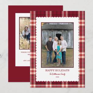 Bourgondische ruit Schulpframe Foto Kerstmis Feestdagenkaart