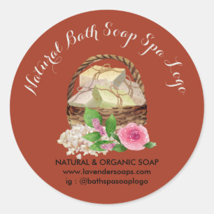 Bourgondische rustieke bad lavendel spa zeep ronde sticker