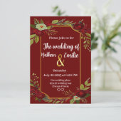 Bourgondische rustieke bloemen bruiloft kaart (Staand voorkant)