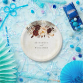 Bourgondische rustieke bloemenbruiloft papieren bordje (Feest)