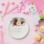 Bourgondische rustieke bloemenbruiloft papieren bordje (Feest)