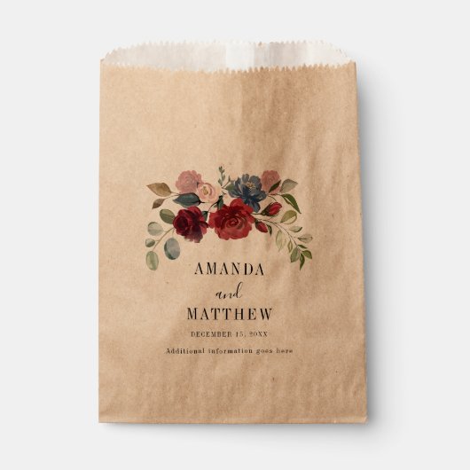 Bourgondische rustieke bloemzak als cadeautje voor bedankzakje (Voorkant)