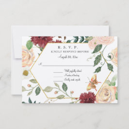 Bourgondische Rustieke Blos Bloemenschildering Kra RSVP Kaartje