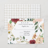 Bourgondische rustieke blos bloemschildering aquar RSVP kaartje (Voorkant / Achterkant)