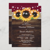 Bourgondische rustieke Burlap en kant zonnebloem b Kaart (Voorkant / Achterkant)