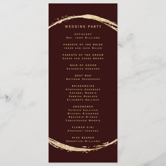 Bourgondische rustieke gouden cirkel Ampersand bru Programmakaart (Achterkant)