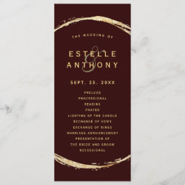 Bourgondische rustieke gouden cirkel Ampersand bru Programmakaart