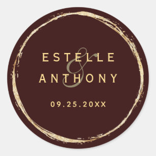 Bourgondische rustieke gouden cirkel Ampersand bru Ronde Sticker