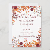 Bourgondische Rustieke Herfst Bladeren Trouwen Save The Date (Voorkant)