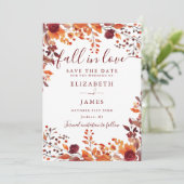 Bourgondische rustieke Herfst herfstfoto bruiloft Save The Date (Staand voorkant)