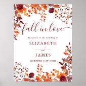 Bourgondische rustieke Herfst verliefd bruiloft we Poster (Voorkant)