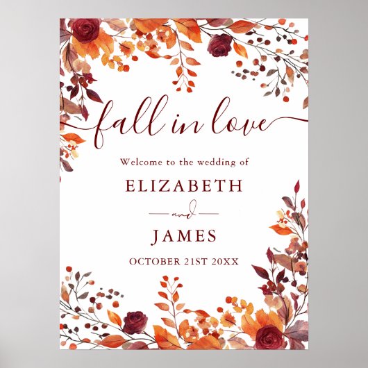 Bourgondische rustieke Herfst verliefd bruiloft we Poster (Voorkant)