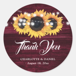 Bourgondische Rustieke Houten Zonnebloem Trouw Dan Ronde Sticker