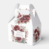 Bourgondische rustieke rode bloemige Waterverf her Bedankdoosjes (Voorkant Zijde)