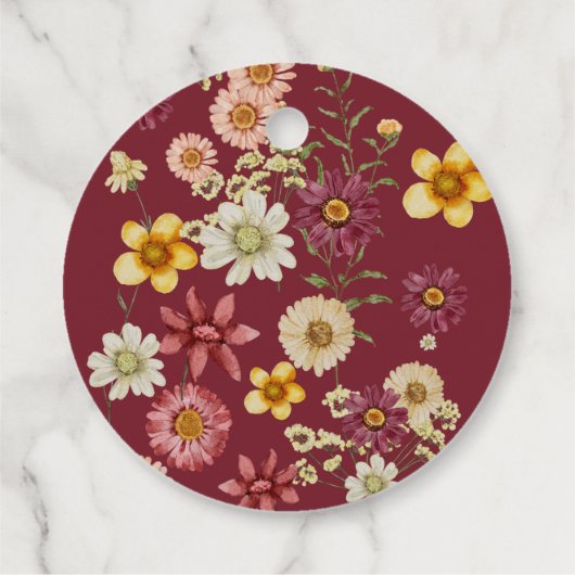 Bourgondische rustieke wilde bloem bedankjes labels (Achterkant)