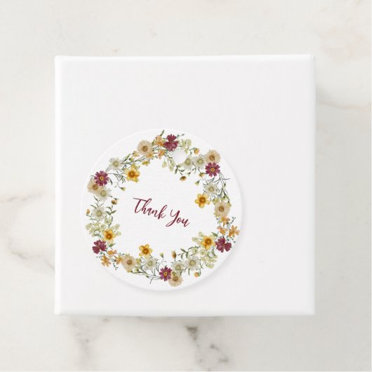 Bourgondische rustieke wilde bloem bedankjes labels (In situ)