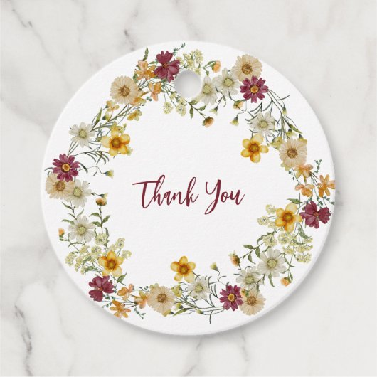 Bourgondische rustieke wilde bloem bedankjes labels (Voorkant)