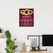 Bourgondische rustieke zonnebloem bruiloft zitplaa poster (Thuiskantoor)