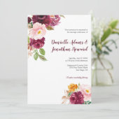 Bourgondische saffraan geel roze rustieke bruiloft kaart (Staand voorkant)