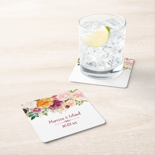 Bourgondische Saffraan Gele Pioenrozen Trouw Kartonnen Onderzetters (Insitu)