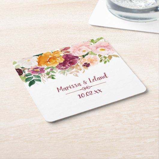 Bourgondische Saffraan Gele Pioenrozen Trouw Kartonnen Onderzetters (Schuin)