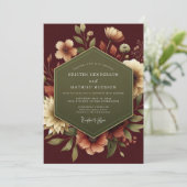 Bourgondische Salie Botanische Bruiloft Kaart (Staand voorkant)