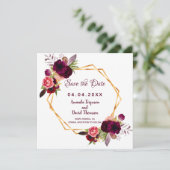 Bourgondische save-the-date huwelijkskaart met geo save the date (Staand voorkant)