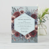 Bourgondische Schilderachtige Bruiloft Flora Kaart (Staand voorkant)