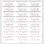 Bourgondische script huwelijksgastadreslabels sticker (Vel)