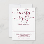 Bourgondische Script String Lights Bruiloft RSVP Kaartje (Voorkant)