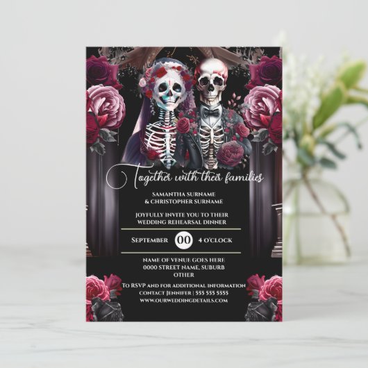 Bourgondische skelet bruidegom kathedraal kerk kaart (Staand voorkant)