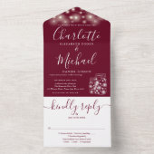 Bourgondische slingerlichten metson jars bruiloft all in one uitnodiging (Binnen)