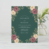 Bourgondische smaragdgroene eucalyptus bruiloft kaart (Staand voorkant)