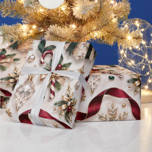 Bourgondische smaragdgroene kerstcadeau linten cadeaupapier