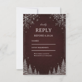 Bourgondische Sneeuwvlok Groene Winter Charme RSVP Kaartje