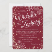 Bourgondische sneeuwvlokken en Sparkle Wedding Kaart (Voorkant)