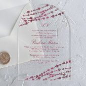 Bourgondische sneeuwvlokken Winter Quinceañera Acryl Uitnodigingen