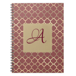 Bourgondische sojabonen monogram decor quatrefoil notitieboek
