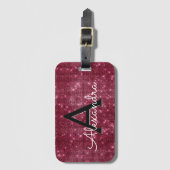 Bourgondische Sparkle Twinkle Sparkle Monogram Naa Bagagelabel (Voorkant (verticaal))