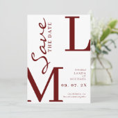 Bourgondische stijlvolle monogram bruiloft save the date (Staand voorkant)