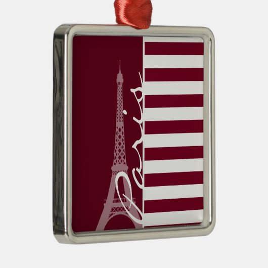 Bourgondische strepen; Eiffeltoren Metalen Ornament (Rechts)