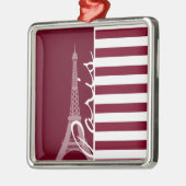 Bourgondische strepen; Eiffeltoren Metalen Ornament (Links)