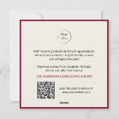 Bourgondische strepen Krans Corporate Logo QR Code Feestdagenkaart (Achterkant)