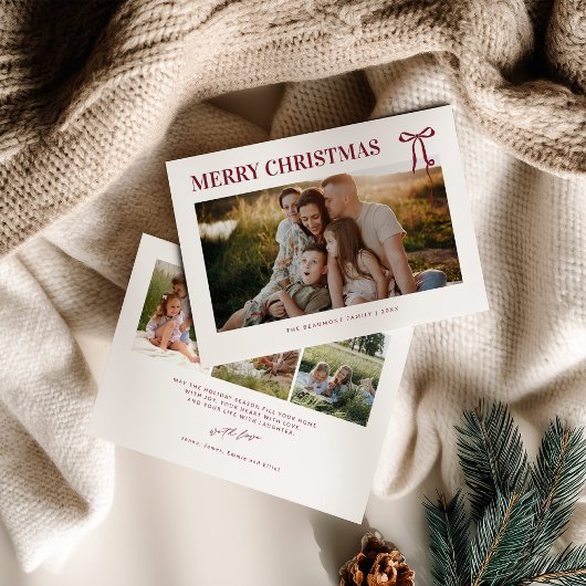 Bourgondische Strik Foto Kerstkaart