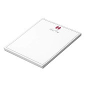 Bourgondische Strik Rand Script Aangepaste Naam Sc Notitieblok (Linkerzijde)